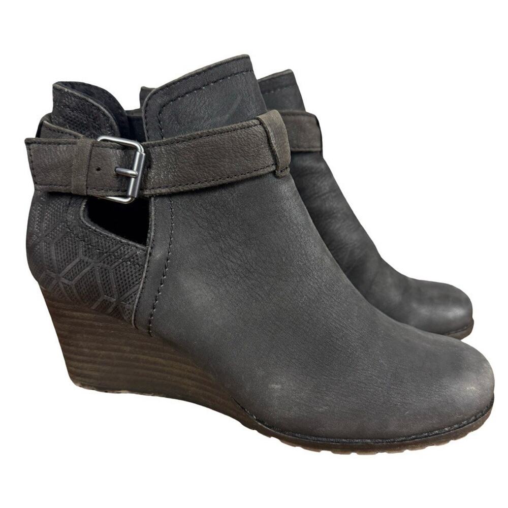 Cobb Hill Rockport Lucinda Wedge Brown Leather Ankle Boots Booties Shoes sz 7